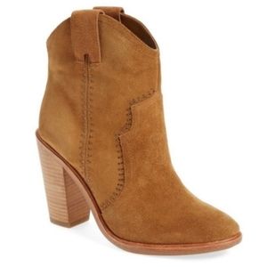 Joie Monte Western Mid Heel Studded Suede Booties